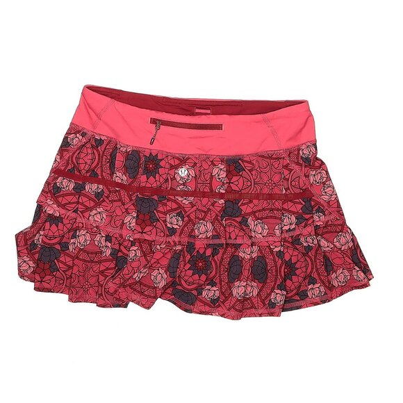 Lululemon  Pace Setter skirt tennis   Prisma Guava Lava  floral pink  sz  6 EUC - Picture 1 of 7